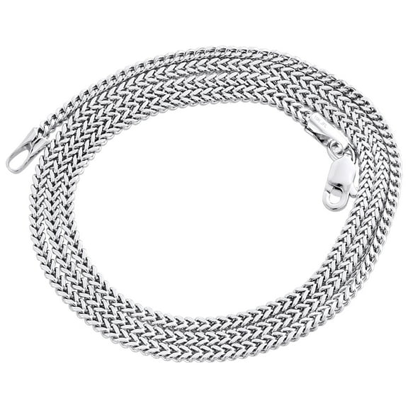 Real 10K White Gold 3D Hollow Franco Box Link Chain 2mm Necklace 18 Inches