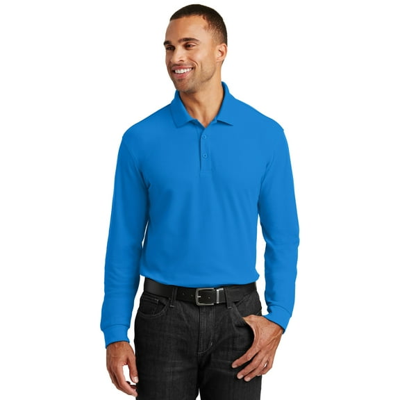 Port Authority Long Sleeve Core Classic Pique Polo-XL (Coastal Blue)