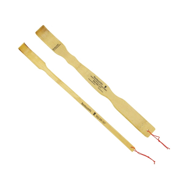 BambooMN 17" Bamboo Wooden Back Scratchers plus Free Travel Size Backsratcher for Itchy Relief