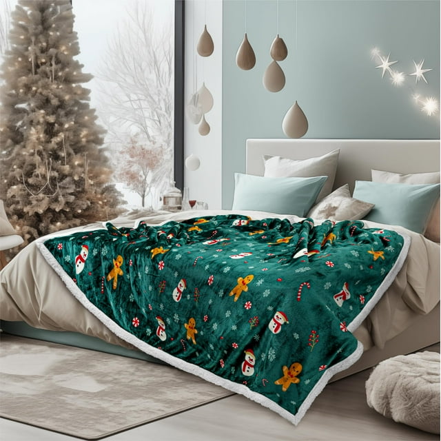 Manta PAVILIA Premium Christmas Sherpa 150 x 200 cm, color verde