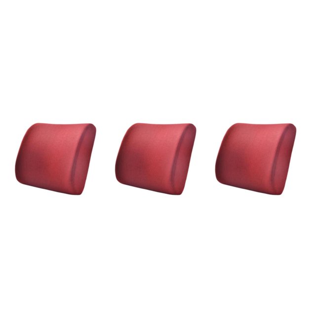 Transemion Relieve Back Pain Memory Cotton Lumbar Support Pillow Wide Application Carmine red 33x32x10cm 3Set