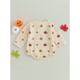 thumbnail image 3 of Infant Baby Girl Clothes 3 6 12 18 24 Months Halloween Outfits Long Sleeve Button Down Pumpkin Print Romper Bodysuit, 3 of 7