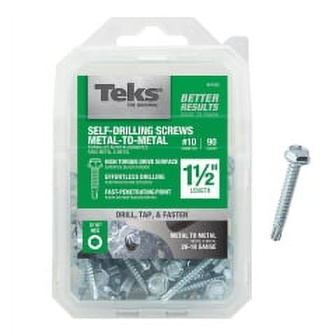 Teks Teks - 21332 - No. 10 x 1-1/2 in. L Hex Washer Head Sheet Metal Screws - 90/Pack