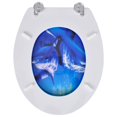 thumbnail image 5 of vidaXL WC Toilet Seat MDF Hard Close Lid Spectacular Look Dolphins, 5 of 9