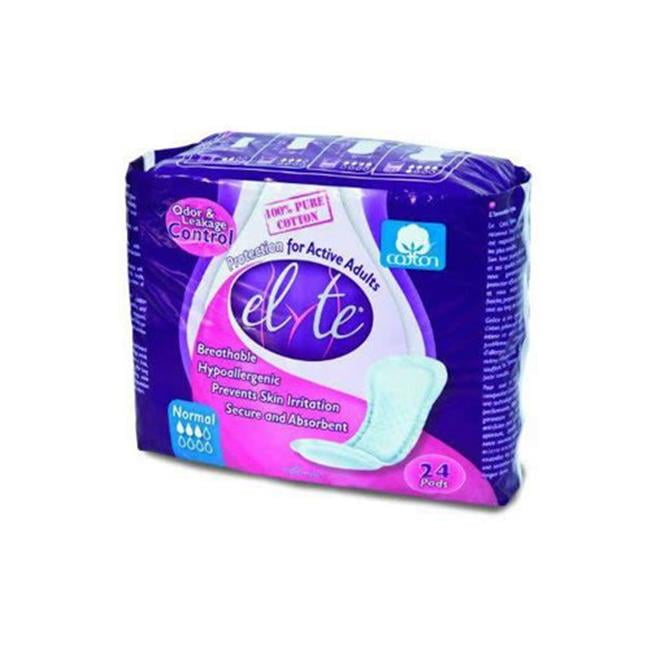 Elyte 0832626 Light Cotton Incontinence Pads, Normal Pack of 24