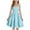 Blue, variant on KAUOD Girls Halter Pleated Dress Solid Sleeveless Ruffles Smocked Summer Dresses Teen Kids Solid Elegant Birthday Party Skirts
