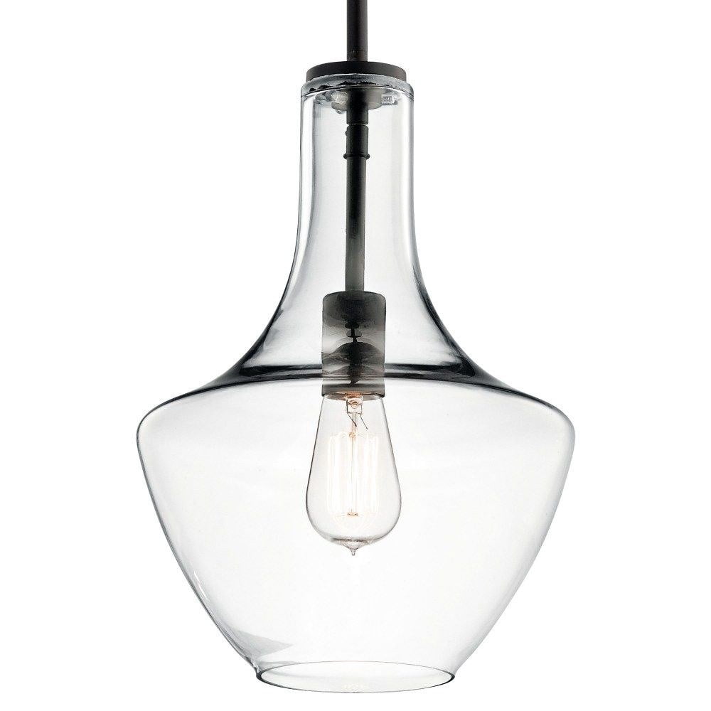 1 Light Contemporary Large Bell Shade Pendant Light Fixture with Clear Glass-Chrome Finish-Clear Glass Color Bailey Street Home 147-Bel-2611331