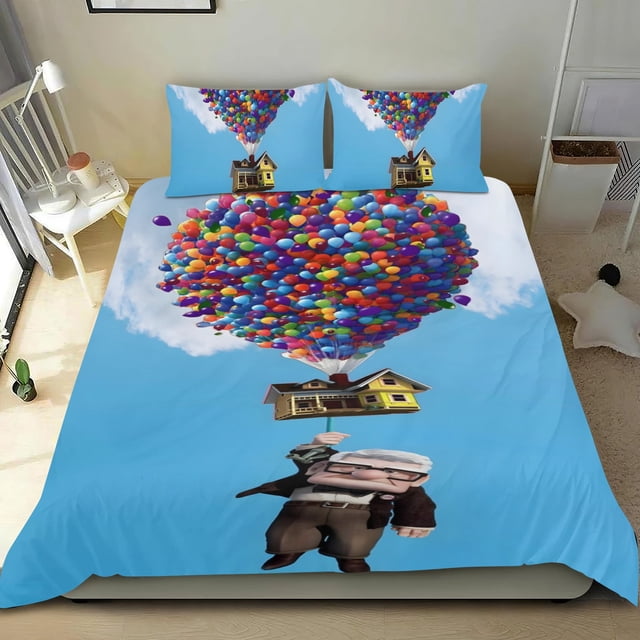 Disney Up Conjunto de sábanas temático, trío de piezas, cómodo y amigable con la piel, diseño único, regalo de decoración para el hogar para familiares, amigos y fans,140cm *210cm