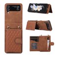 thumbnail image 1 of ELEHOLD Luxury Wallet Case for Samsung Galaxy Z Flip 3 with Card Holders Magnetic Closure Kickstand Function Shockproof Purse Case with Detachable Crossbody Shoulder Strap,Brown, 1 of 8