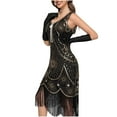 thumbnail image 4 of BLTIBY Women's 1920s Fringed Dress Flapper Costume Vintage Sequin Beaded Tassels Hem Prom Sleeveless Round Neck Cocktail Evening Dresses Gatsby Dress Gold L, 4 of 6