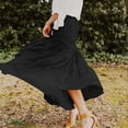 thumbnail image 5 of Womens Maxi Skirts Boho Summer Casuel Flowy Flared Elastic High Waist Pleated A-Line Solid Color Swing Long Skirts, 5 of 10