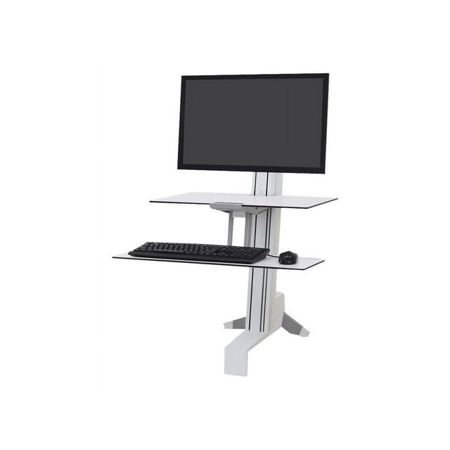 Ergotron WorkFit-S Poste de Travail HD Simple avec surface de Travail Bureau Debout - Trousse de Montage (Support à Pince de Bureau, pivot, Colonne, Barre Croisée, Plateau pour Clavier, surface de Travail) - pour Écran LCD / Équipement PC - Blanc - Taille d'Écran : jusqu'à 30 Pouces - Bureau