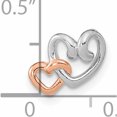 thumbnail image 3 of Ss/Rose Plated Sterling Silver Rh-Plated & Rose Gold-Plated Double Heart Chain Slide (10.9 X 7.2) Made In Thailand -Jewelry By Sweet Pea, 3 of 7