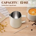thumbnail image 4 of chalian-Milk Frothing Pitcher, 12oz Milk Frother Cup with Clear Scale, 304 Stainless Steel Cappuccino Espresso Machine Accessories for Barista Coffee Bar with Latte Art Pen, White, 4 of 13