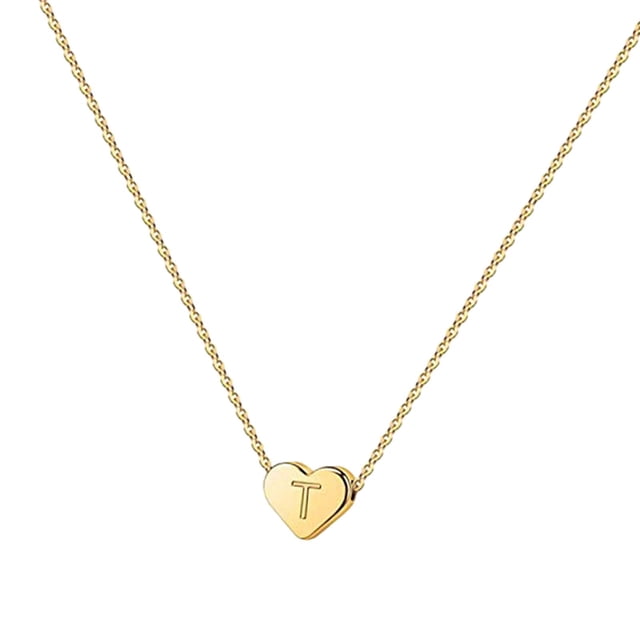 Collar con colgante de corazón, joyería, collares de cadena larga, collar con letras de corazón a la moda para fiesta, día de San Valentín, boda , t T Yinane Collar de mujer