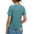 thumbnail image 3 of NAMTYQX Summer Tops for Women 2025 Casual Soft Loose Plus Size V Neck Stylish Open Front Solid Color Light Short Sleeve Army Green Size 3XL, 3 of 5