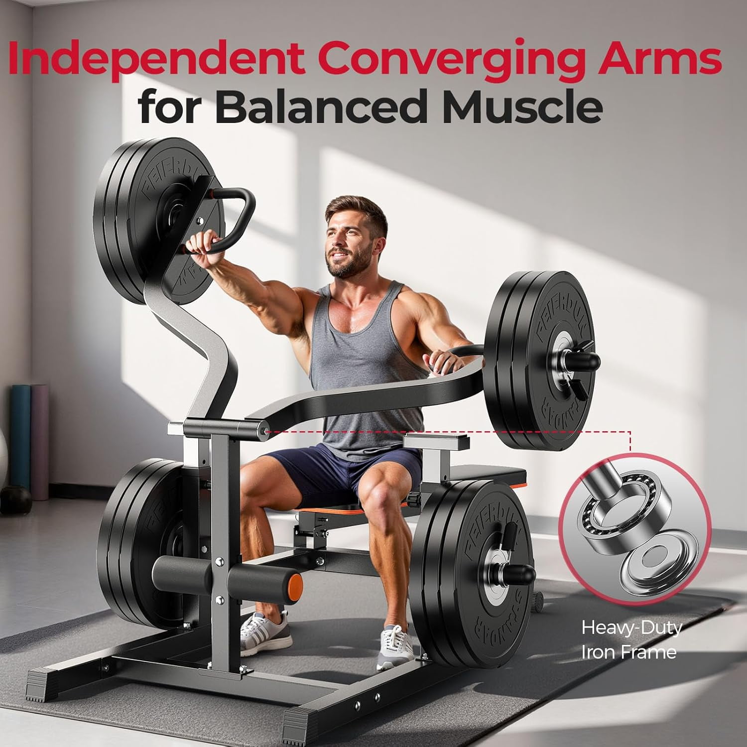 FED Fitness 3-Grip U-Handles Chest Press Machine with 1250LBS Capacity, 11+3 Adjustable Positions, Flat Incline Bench for Chest, Arms, Abs & Shoulder Home Gym |FED Fitness