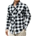 thumbnail image 3 of Lumtrix Mens Plaid Shirts Lapel Collar Casual Long Sleeve Jacket Fashion Button Down Tops woth Pockets White 3XL, 3 of 8