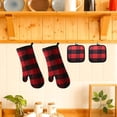 thumbnail image 6 of HEETLY Cotton Oven Mitts and Pot Holders Set with Silicone Grip, 4-Piece 392°F Heat Resistant, Red Plaid, 6 of 8