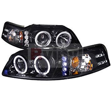 - Spec-D Tuning Ford Mustang 1999 2000 2001 2002 2003 2004 LED Halo Projector Headlights - Black Smoke