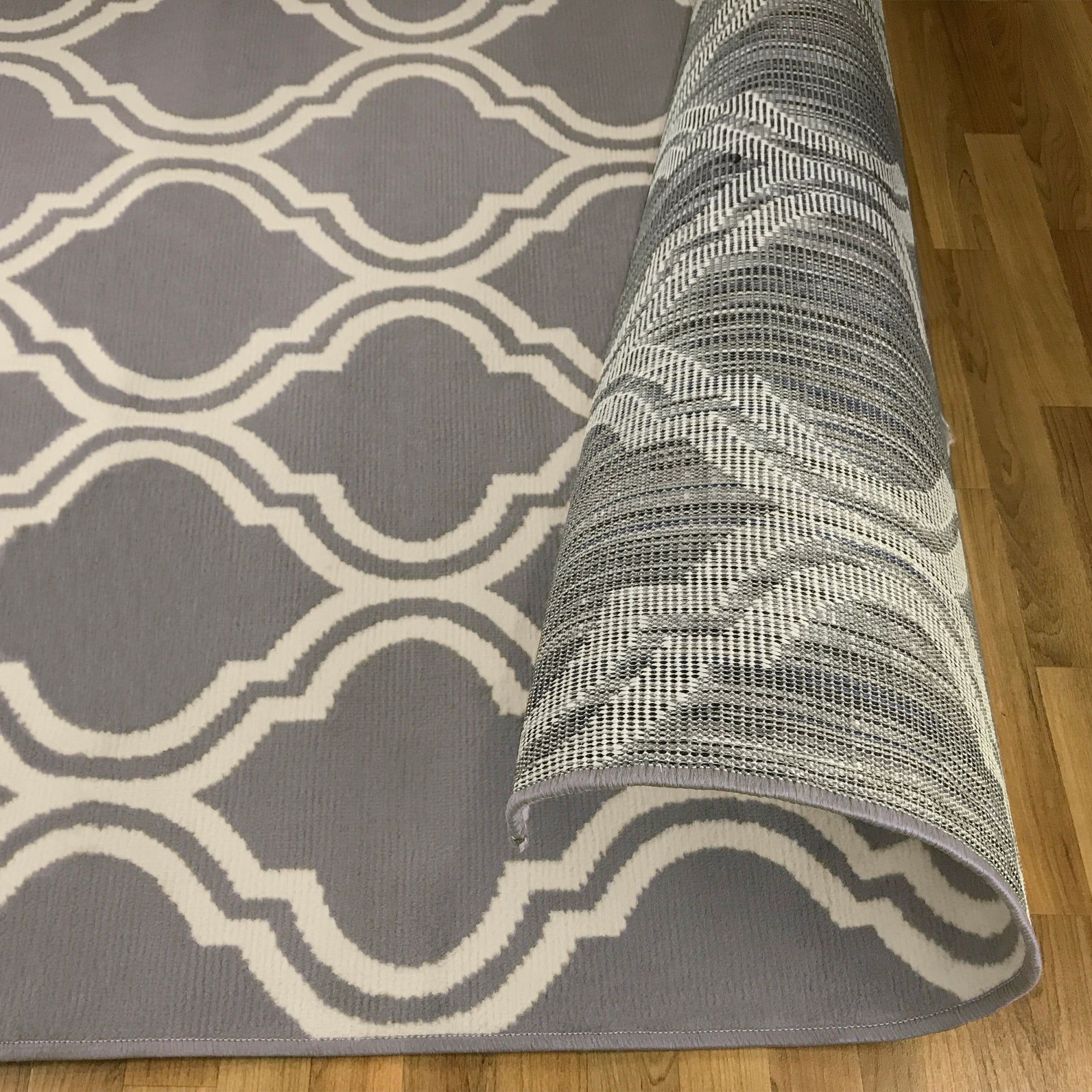 Contemporary Ornamental Double Trellis Power-Loomed Indoor Area Rug, Gray, 5' x 8'
