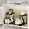 thumbnail image 4 of DELAMU 2-TIER L-shape Under Cabinets Storage, Under Sink Organizer Pull out Drawer Organization and Storage for Bathroom, Kitchen, Laundry Room, 2 Pack, Black, 4 of 6