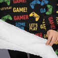 thumbnail image 3 of Oversized Wearable Blanket Hoodie,Multicolor Controllers Games Icons Black Pattern Sherpa Blanket Hoodie with Super Pockets,Super Warm Fuzzy Pullover for Women & Men, 3 of 6