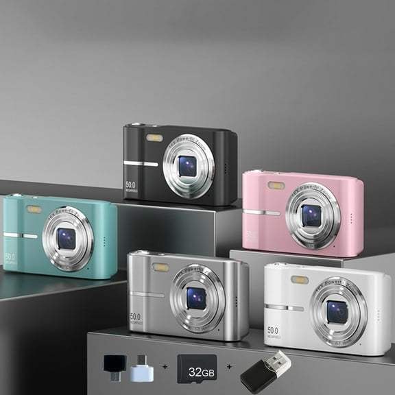 Digital Camera, 50MP Full High Definition 1080P Camera with 16x Powerfil Zoom, Compact Camera for Kid Student Children Teen Girl Boy, Kids Camera with 32GB Memory Card