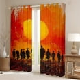 thumbnail image 2 of Manfei Kids Japanese Samurai Curtains Pack of 2 (42x84 Each), Black Orange Oil Printing Curtains Blackout, Ancient Tokyo Scenery Bedroom Curtains, Window Curtains Bedroom Decor, 2 of 6