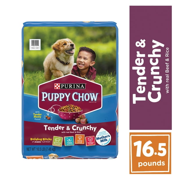 Purina Puppy Chow High Protein Dry Puppy Food Tender Crunchy With Real Beef 16 5 Lb Bag Walmart Com