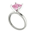 thumbnail image 2 of 2 ct Princess Cut Simulated Pink Diamond Solitaire 18K White Gold Womens Engagement Ring, 2 of 5