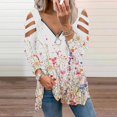 thumbnail image 2 of Camiseta suelta estampada a la moda para mujer Blusa de manga larga con cuello en V Tops casuales Pompotops  FGAJ14774, 2 of 6