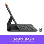 Logitech iPad (7th, 8th and 9th generation) Keyboard Case | Slim Folio with integrated wireless keyboard (Graphite), 7.3 x 10.1 x 0.9
