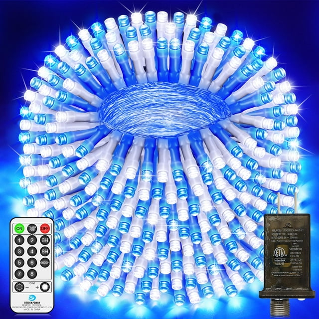 Cadena de luces LED JXLEDAYY 200 m, 500 LED, 8 modos, azul y blanco