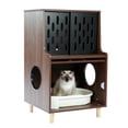 thumbnail image 2 of Cat Litter Box Enclosure Cat House Side Table with Divider Cats Furniture Cabinet Sliding Door Pet Supply Storage Room Indoor ShopWise Round, 2 of 8