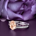 thumbnail image 2 of Gorgeous Art nouvea 1.50 Carat Oval Cut Morganite And Diamond Moissanite Twirled Style Engagement Ring, Wedding Ring in 10k Solid White Gold, Gift For Her Promise Ring, Silver, White Gold, 2 of 3