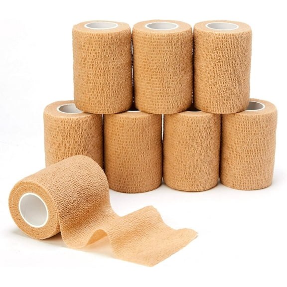 Self Adhesive Bandage Tape (3 Inches X 5 Yards), 8 Pack Elastic Cohesive Bandage Medical Wrap for First Aid, Sports, Wrist & Ankle