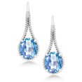 thumbnail image 2 of Gem Stone King 925 Sterling Silver Millennium Blue Mystic Quartz Drop Dangle Earrings for Women | 8.00 Cttw | Gemstone Birthstone | Oval 12X10MM | 1.18 inch, 2 of 5