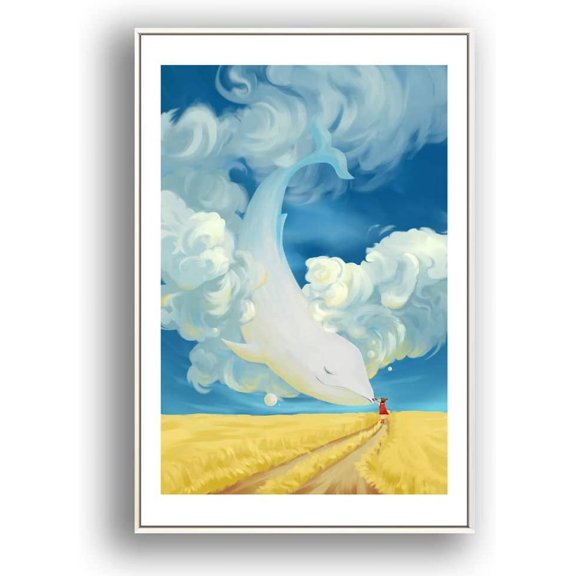 IDEA4WALL Framed Canvas Wall Art for Living Room, Bedroom Whale Canvas Prints for Modern Home Decoration Ready to Hang