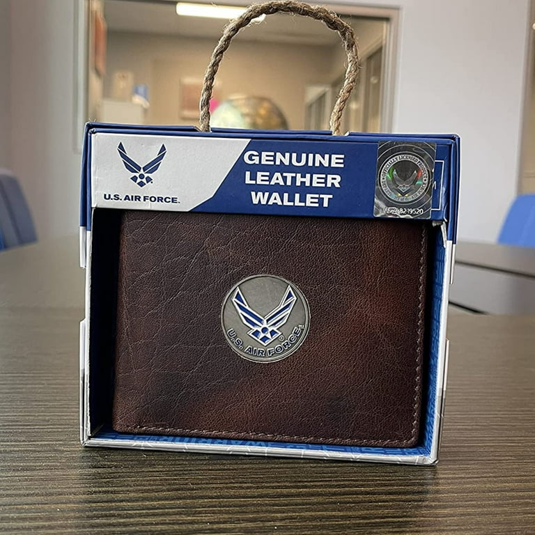 Officially Licensed US Air Force Medallion Genuine Leather Classic  Handmade Wallet - Bifold Brown 
