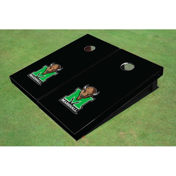 Marshall University Black Matching Solid Cornhole Boards