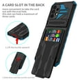 thumbnail image 3 of Heavy Duty Case for Samsung Galaxy A13 5G Rugged PC Armor Credit Card Slot Holder Kickstand Bracket Cover, Military Grade Dual-Layers Shockproof Anti-Scratches Lens Protection Case,Blue, 3 of 9