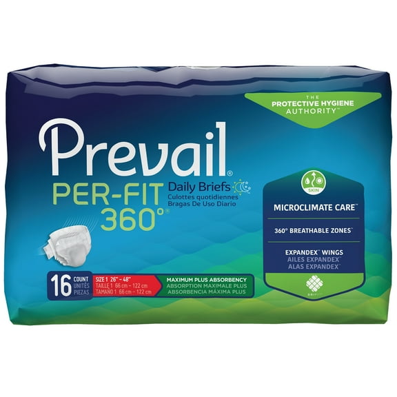 Prevail Per-Fit 360 Incontinence Brief M Winged, PFNG-012, Maximum Plus Absorbency