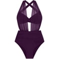 thumbnail image 5 of Sokhug 2026 New Womens High Waisted One-Piece Swimsuit Tie Back Top Wide Strap Slimming Bathing Suit, 5 of 5