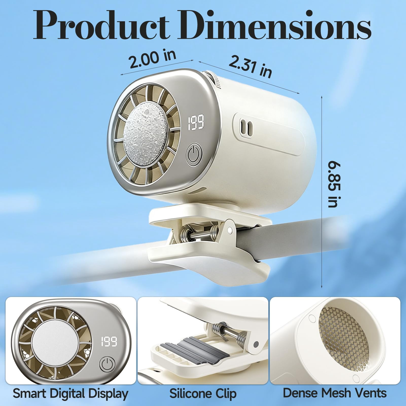 Car Clip on Fan Air Conditioner with LED Display, portable stroller fan, rechargeable desk fan, clip on air conditioner for car cooling fan, rechargeable clip on fan for car fans that blow cold air
