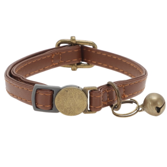 Collar de Gato Ajustable con Función de Liberación Única Bargains PU Collar de Gato con Campana Marrón