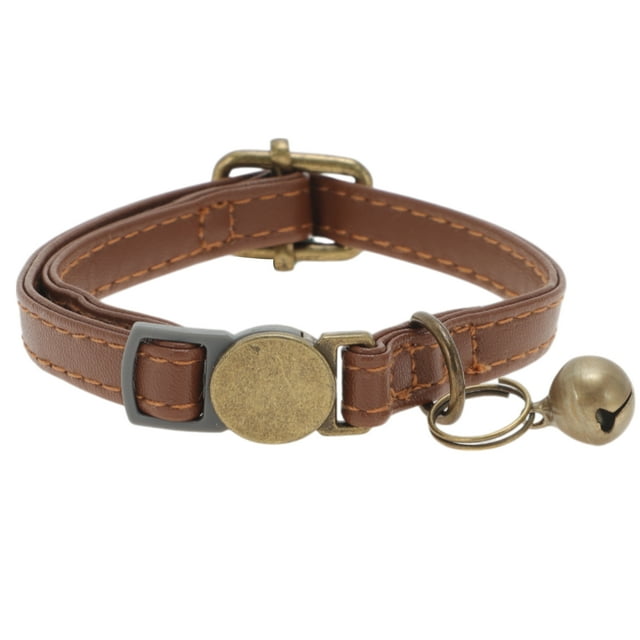 Collar de Gato Ajustable con Función de Liberación Única Bargains PU Collar de Gato con Campana Marrón