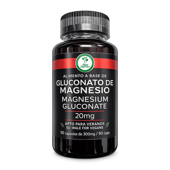 High Supreme Magnesium Gluconate 500mg – 90 Vegan Capsules – High-Absorption Magnesium Supplement for Muscle Relaxation, Bone Health & Cardiovascular Support – Essential Mineral for Electrolyte Balan