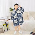 thumbnail image 6 of FORMRS Wearable Blanket Hoodie with Sleeves for Kids Cozy Flannel Sweatshirt, Blue Cats and Hearts, 6 of 7