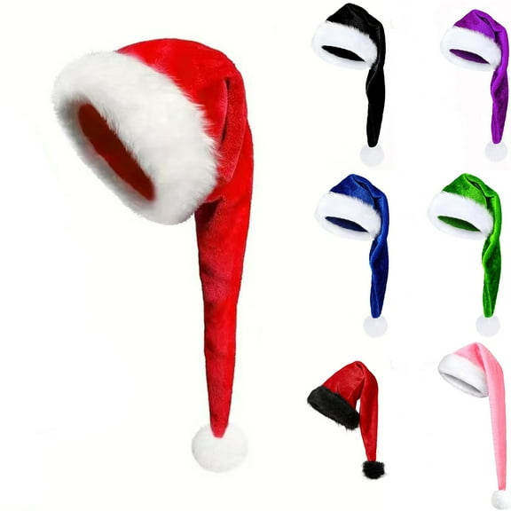 Long Velvet Santa Hat for Adults Christmas Costume Accessory Winter Holiday Theme